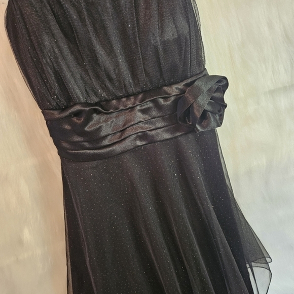 New Bell Girls Black Rose Formal A-Line Dress w/ Crinoline - Picture 4 of 10